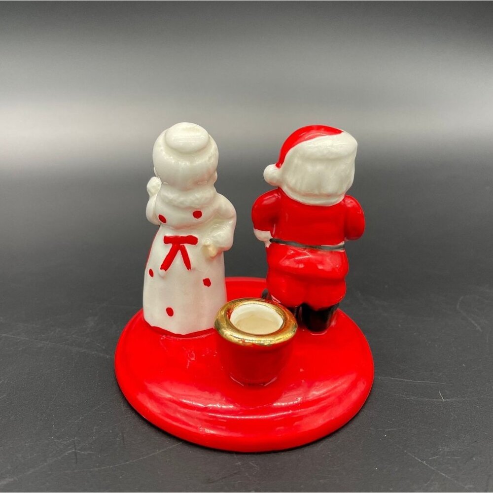 Vintage Kreiss Christmas Santa Mrs Claus Candlestick Holder Japan Ceramic - Picture 3 of 9